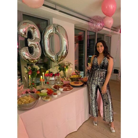 BARDOT Black Sequin Disco Deep V-Neck Halter Tie Center Back Jumpsuit sz US 8 - Picture 14 of 16